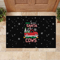 Funny Christmas Cows in Red Truck Rubber Doormat Dear Santa Just Bring Cows Quote on Snowflake - Wonder Print Shop