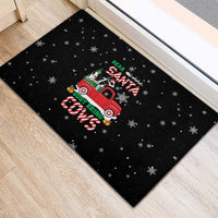Funny Christmas Cows in Red Truck Rubber Doormat Dear Santa Just Bring Cows Quote on Snowflake - Wonder Print Shop