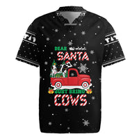 Funny Christmas Cows in Red Truck Rugby Jersey Dear Santa Just Bring Cows Quote on Snowflake - Wonder Print Shop