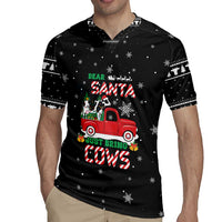 Funny Christmas Cows in Red Truck Rugby Jersey Dear Santa Just Bring Cows Quote on Snowflake - Wonder Print Shop