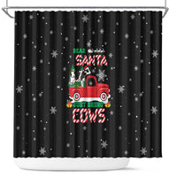 Funny Christmas Cows in Red Truck Shower Curtain Dear Santa Just Bring Cows Quote on Snowflake - Wonder Print Shop