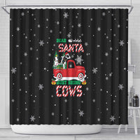 Funny Christmas Cows in Red Truck Shower Curtain Dear Santa Just Bring Cows Quote on Snowflake - Wonder Print Shop
