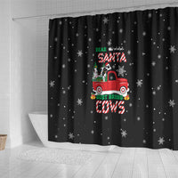 Funny Christmas Cows in Red Truck Shower Curtain Dear Santa Just Bring Cows Quote on Snowflake - Wonder Print Shop