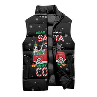 Funny Christmas Cows in Red Truck Sleeveless Puffer Jacket Dear Santa Just Bring Cows Quote on Snowflake - Wonder Print Shop