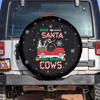 Funny Christmas Cows in Red Truck Spare Tire Cover Dear Santa Just Bring Cows Quote on Snowflake - Wonder Print Shop