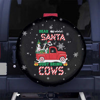 Funny Christmas Cows in Red Truck Spare Tire Cover Dear Santa Just Bring Cows Quote on Snowflake - Wonder Print Shop
