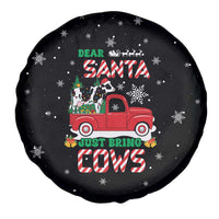 Funny Christmas Cows in Red Truck Spare Tire Cover Dear Santa Just Bring Cows Quote on Snowflake - Wonder Print Shop