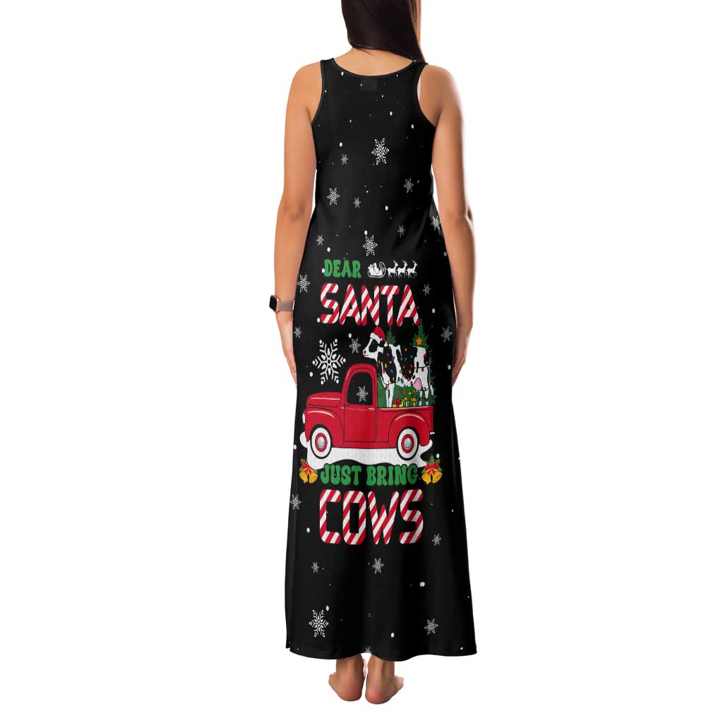 Funny Christmas Cows in Red Truck Tank Maxi Dress Dear Santa Just Bring Cows Quote on Snowflake - Wonder Print Shop