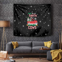 Funny Christmas Cows in Red Truck Tapestry Dear Santa Just Bring Cows Quote on Snowflake - Wonder Print Shop