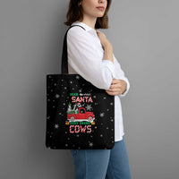 Funny Christmas Cows in Red Truck Tote Bag Dear Santa Just Bring Cows Quote on Snowflake - Wonder Print Shop