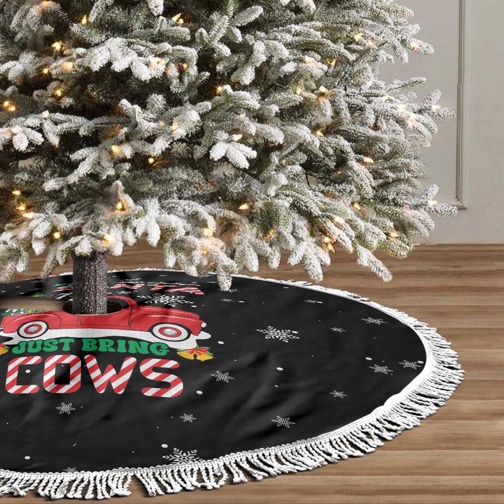 Funny Christmas Cows in Red Truck Tree Skirt Dear Santa Just Bring Cows Quote on Snowflake - Wonder Print Shop