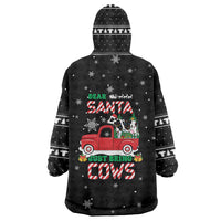 Funny Christmas Cows in Red Truck Wearable Blanket Hoodie Dear Santa Just Bring Cows Quote on Snowflake - Wonder Print Shop