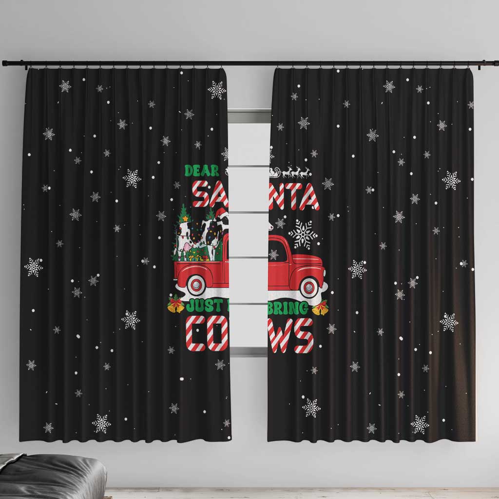 Funny Christmas Cows in Red Truck Window Curtain Dear Santa Just Bring Cows Quote on Snowflake - Wonder Print Shop