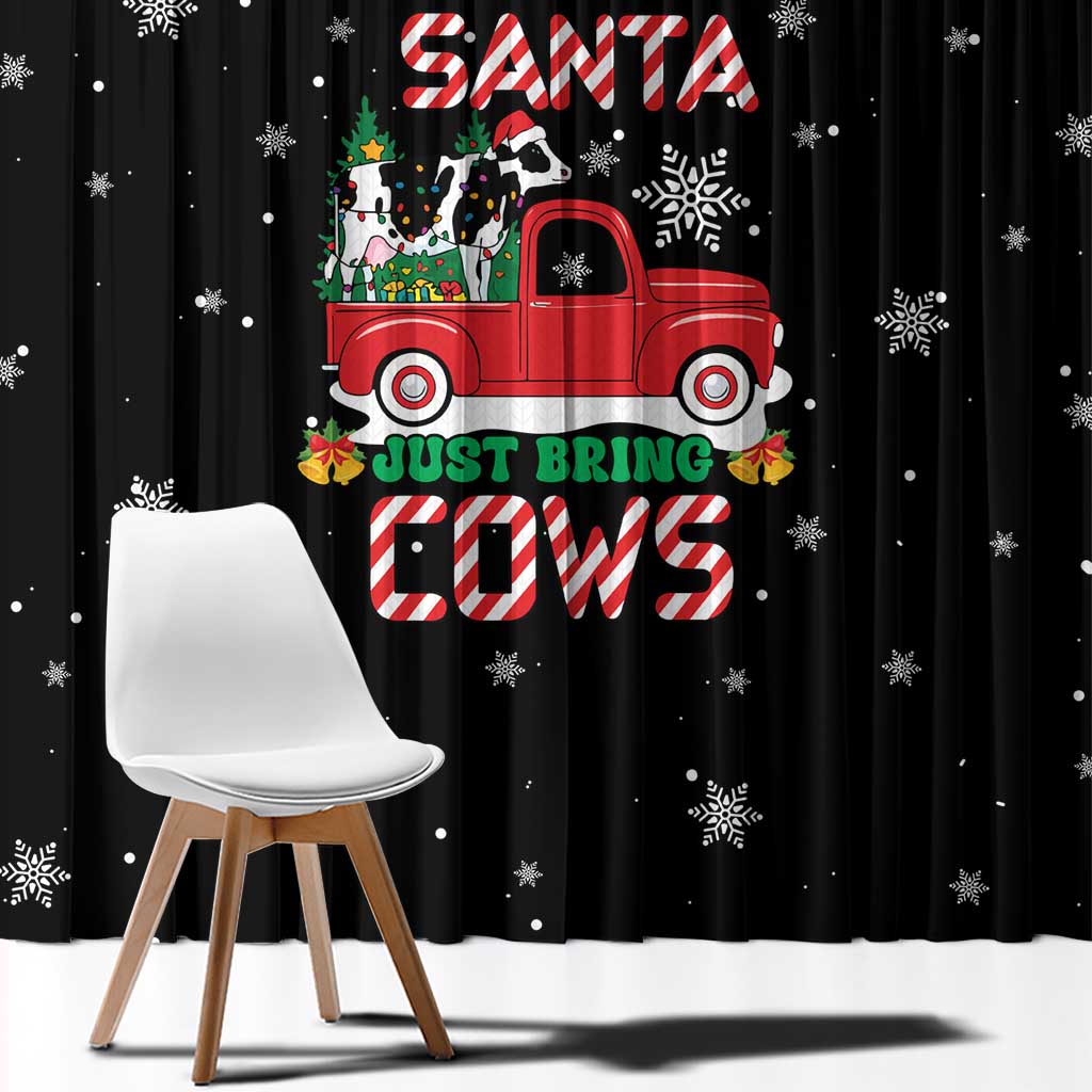 Funny Christmas Cows in Red Truck Window Curtain Dear Santa Just Bring Cows Quote on Snowflake - Wonder Print Shop