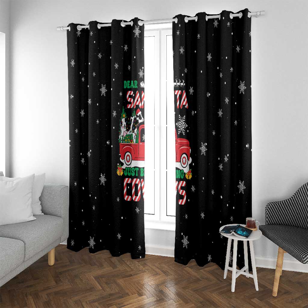 Funny Christmas Cows in Red Truck Window Curtain Dear Santa Just Bring Cows Quote on Snowflake - Wonder Print Shop