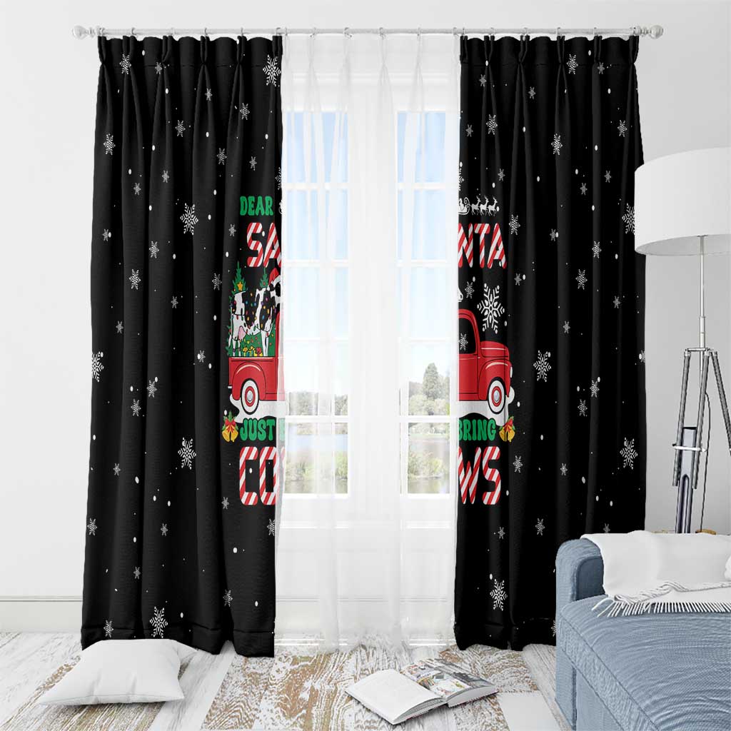 Funny Christmas Cows in Red Truck Window Curtain Dear Santa Just Bring Cows Quote on Snowflake - Wonder Print Shop