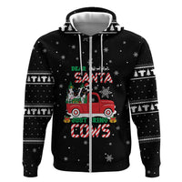 Funny Christmas Cows in Red Truck Zip Hoodie Dear Santa Just Bring Cows Quote on Snowflake - Wonder Print Shop