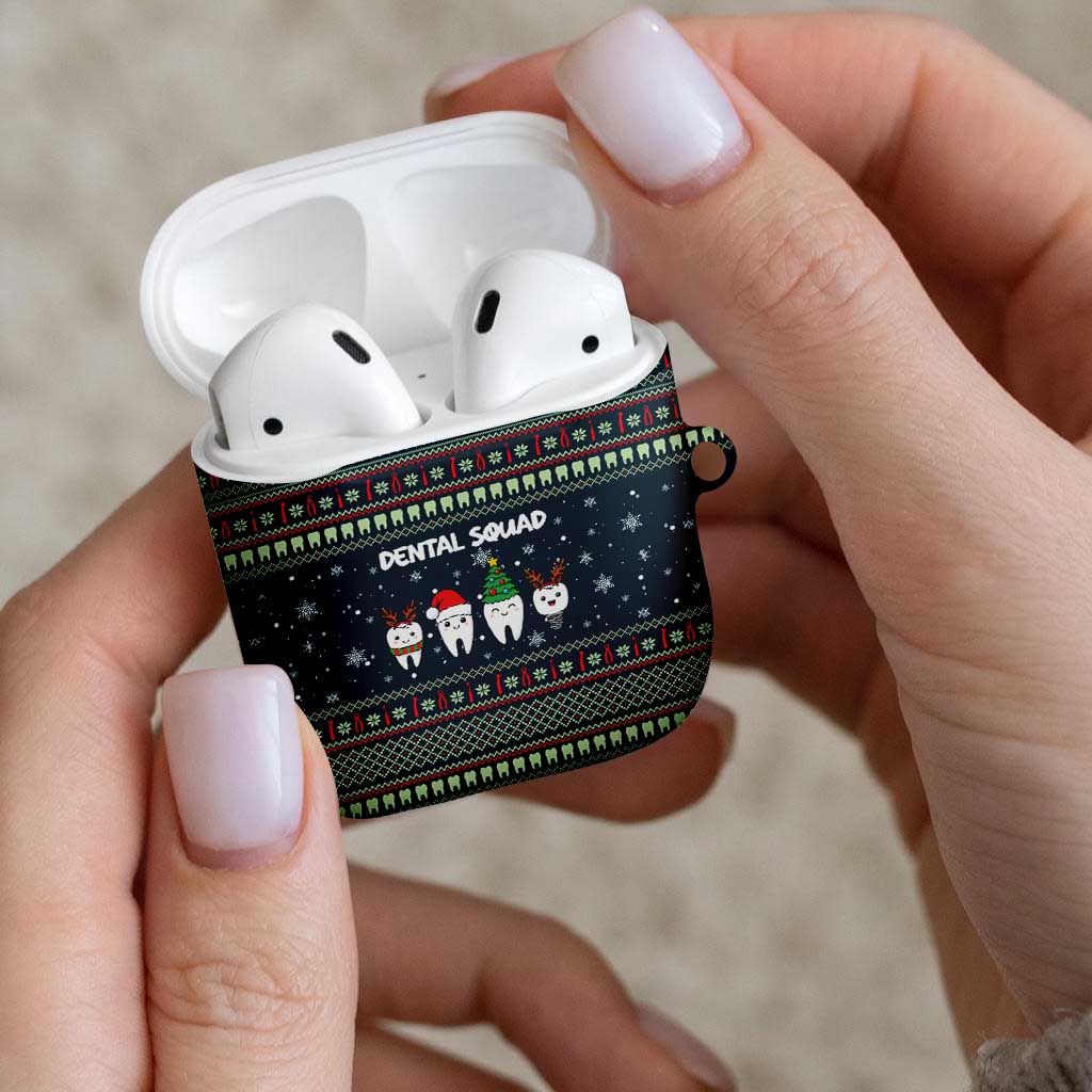 Funny Christmas Dental Squad Tooth Characters AirPods Case Snowflake Pattern Design - Wonder Print Shop