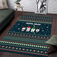 Funny Christmas Dental Squad Tooth Characters Area Rug Snowflake Pattern Design - Wonder Print Shop
