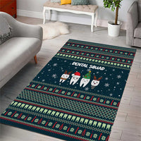 Funny Christmas Dental Squad Tooth Characters Area Rug Snowflake Pattern Design - Wonder Print Shop