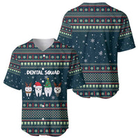 Funny Christmas Dental Squad Tooth Characters Baseball Jersey Snowflake Pattern Design - Wonder Print Shop