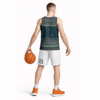 Funny Christmas Dental Squad Tooth Characters Basketball Jersey Snowflake Pattern Design - Wonder Print Shop