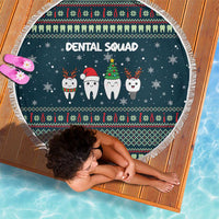Funny Christmas Dental Squad Tooth Characters Beach Blanket Snowflake Pattern Design - Wonder Print Shop
