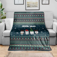 Funny Christmas Dental Squad Tooth Characters Blanket Snowflake Pattern Design - Wonder Print Shop