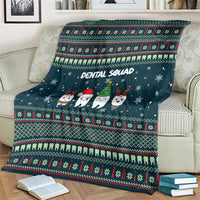 Funny Christmas Dental Squad Tooth Characters Blanket Snowflake Pattern Design - Wonder Print Shop