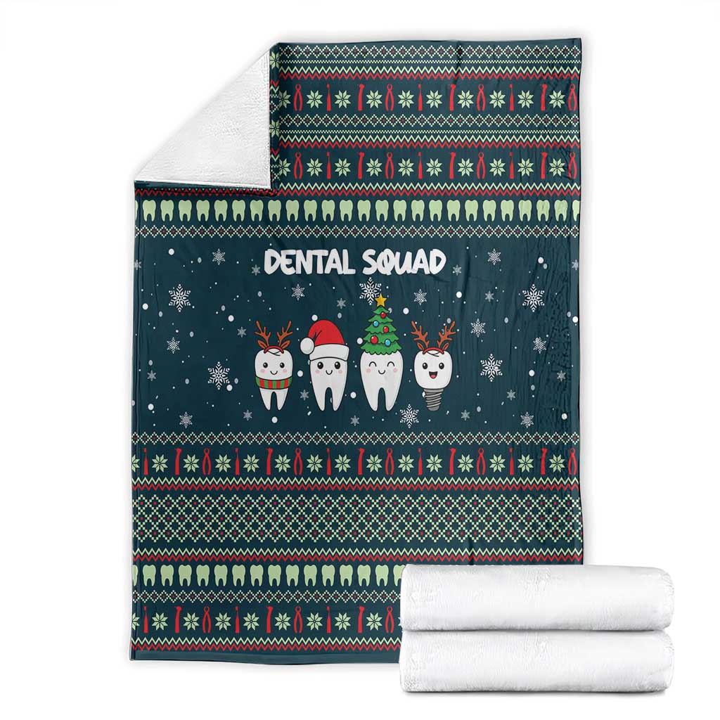Funny Christmas Dental Squad Tooth Characters Blanket Snowflake Pattern Design - Wonder Print Shop