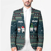 Funny Christmas Dental Squad Tooth Characters Blazer Snowflake Pattern Design - Wonder Print Shop