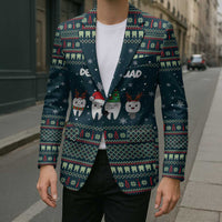 Funny Christmas Dental Squad Tooth Characters Blazer Snowflake Pattern Design - Wonder Print Shop