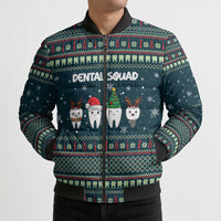 Funny Christmas Dental Squad Tooth Characters Bomber Puffer Jacket Snowflake Pattern Design - Wonder Print Shop