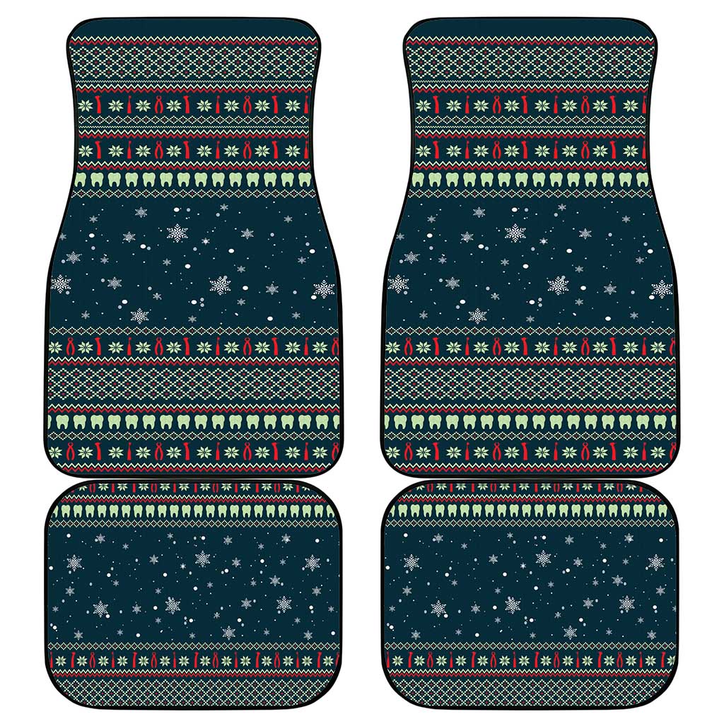 Funny Christmas Dental Squad Tooth Characters Car Mats Snowflake Pattern Design - Wonder Print Shop