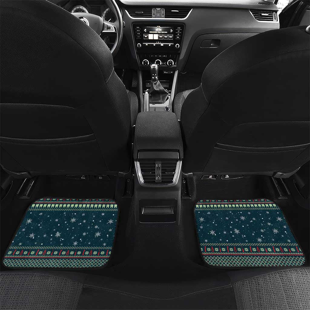 Funny Christmas Dental Squad Tooth Characters Car Mats Snowflake Pattern Design - Wonder Print Shop