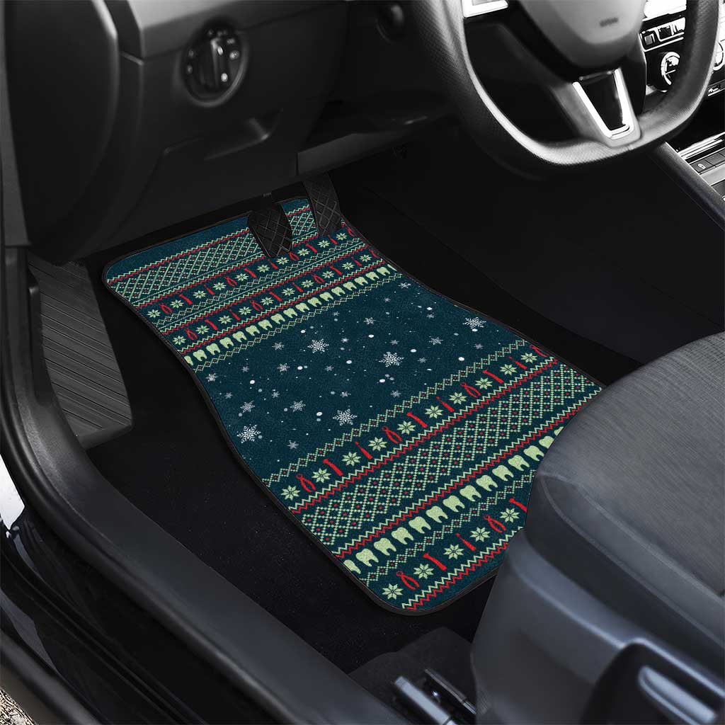 Funny Christmas Dental Squad Tooth Characters Car Mats Snowflake Pattern Design - Wonder Print Shop