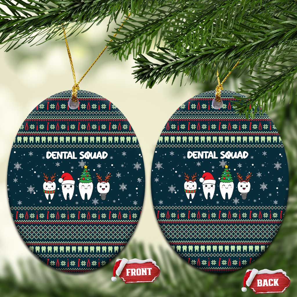 Funny Christmas Dental Squad Tooth Characters Ceramic Ornament Snowflake Pattern Design - Wonder Print Shop