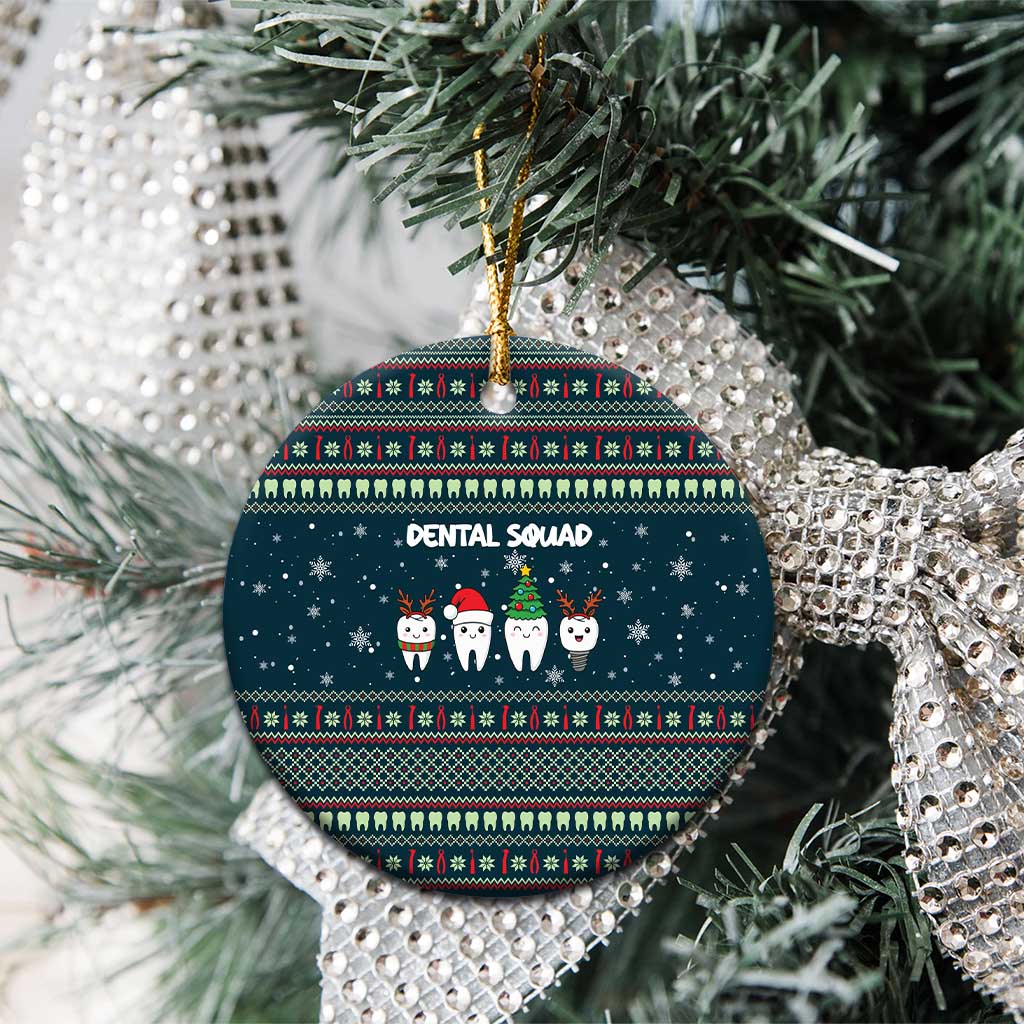 Funny Christmas Dental Squad Tooth Characters Ceramic Ornament Snowflake Pattern Design - Wonder Print Shop