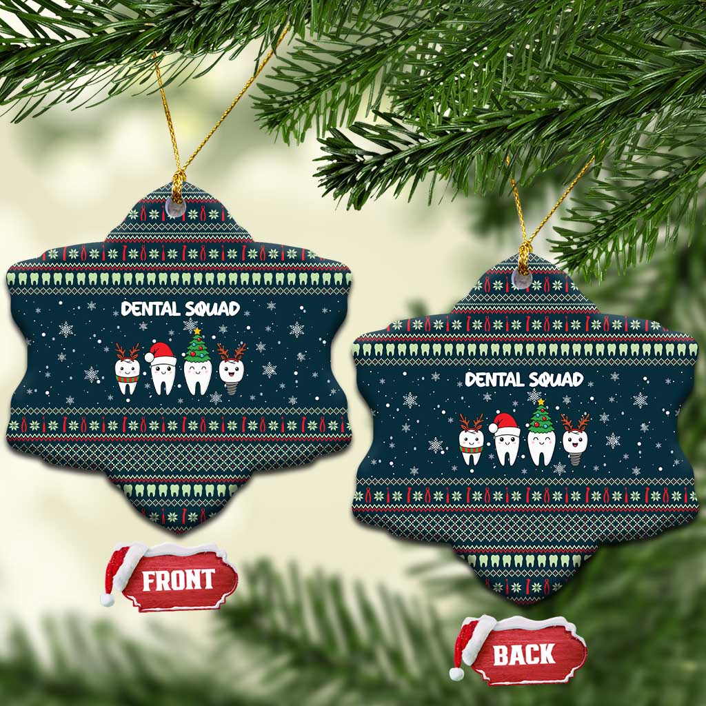 Funny Christmas Dental Squad Tooth Characters Ceramic Ornament Snowflake Pattern Design - Wonder Print Shop