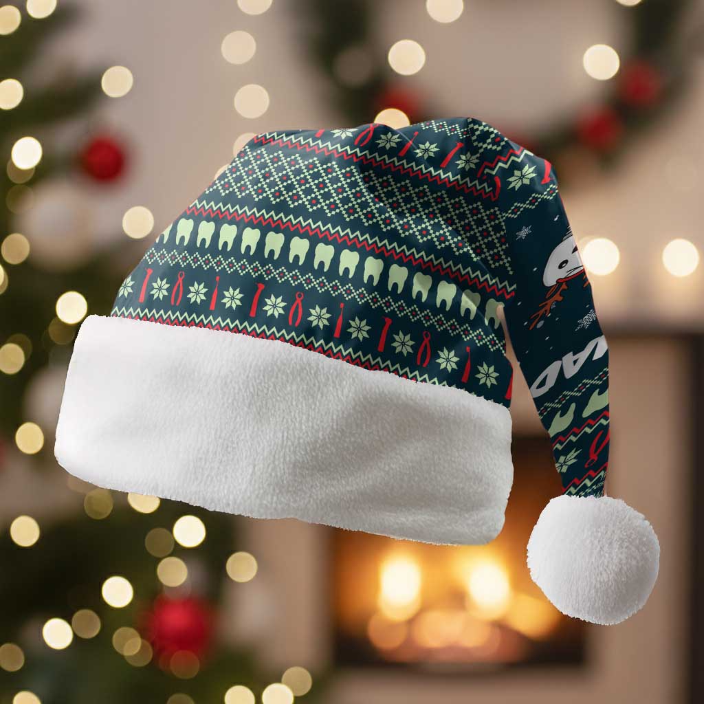 Funny Christmas Dental Squad Tooth Characters Christmas Santa Hat Snowflake Pattern Design - Wonder Print Shop