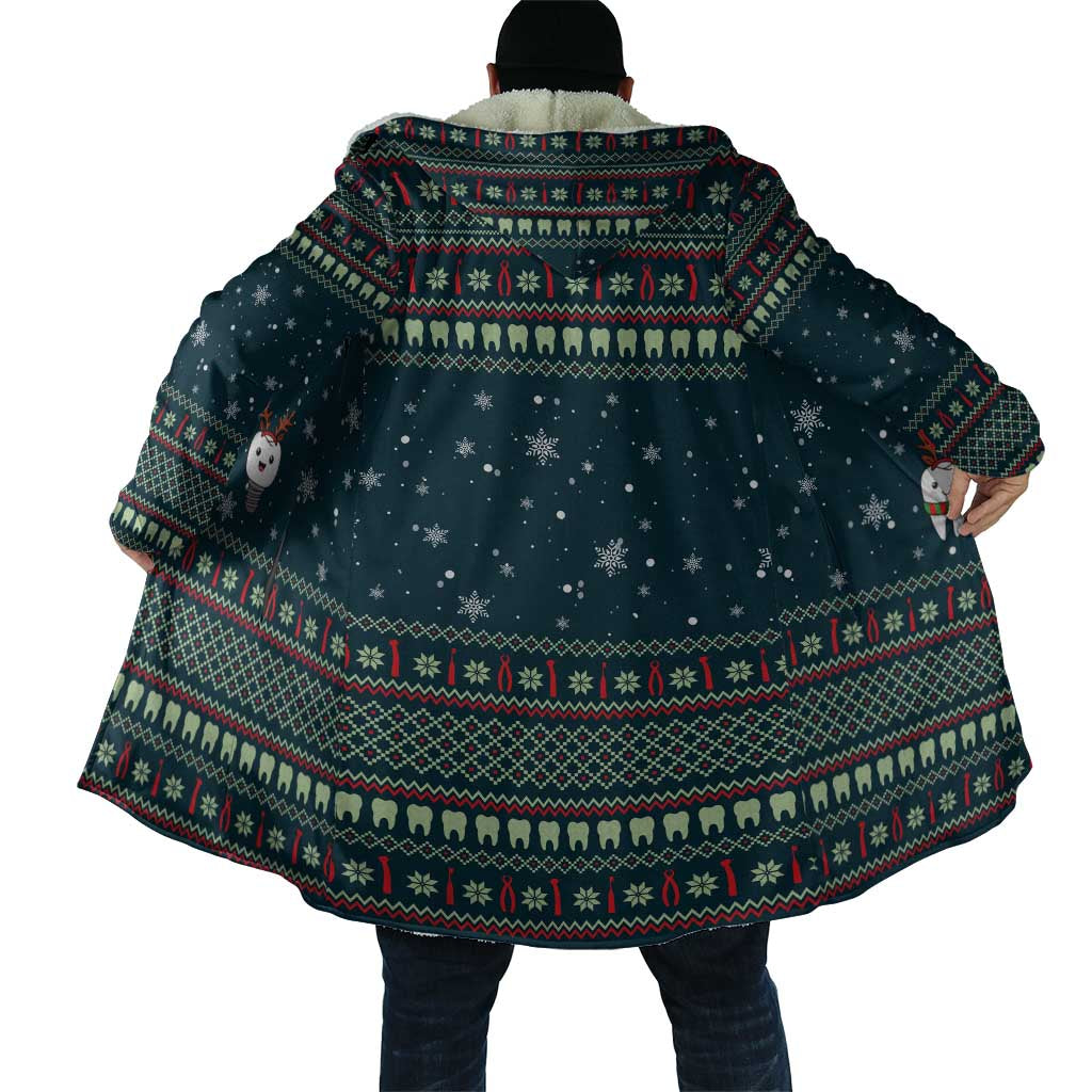 Funny Christmas Dental Squad Tooth Characters Cloak Snowflake Pattern Design - Wonder Print Shop