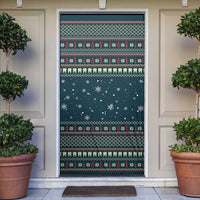 Funny Christmas Dental Squad Tooth Characters Door Cover Snowflake Pattern Design - Wonder Print Shop