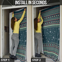 Funny Christmas Dental Squad Tooth Characters Door Cover Snowflake Pattern Design - Wonder Print Shop