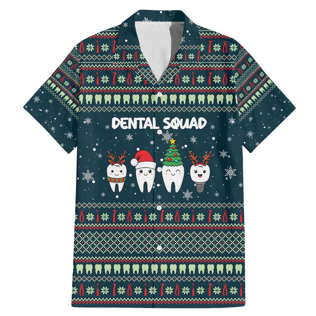 Funny Christmas Dental Squad Tooth Characters Family Matching Mermaid Dress and Hawaiian Shirt Snowflake Pattern Design - Wonder Print Shop
