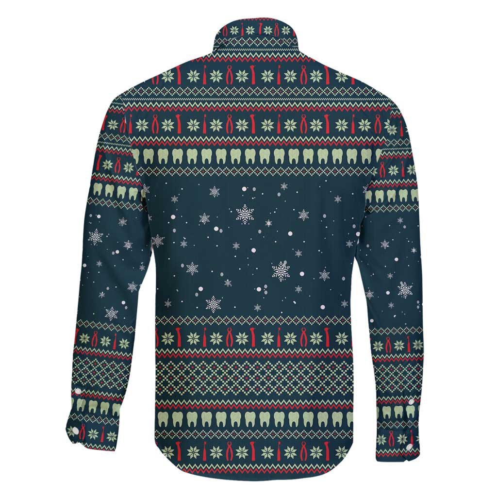 Funny Christmas Dental Squad Tooth Characters Family Matching Mermaid Dress and Hawaiian Shirt Snowflake Pattern Design - Wonder Print Shop