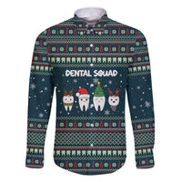 Funny Christmas Dental Squad Tooth Characters Family Matching Off The Shoulder Long Sleeve Dress and Hawaiian Shirt Snowflake Pattern Design - Wonder Print Shop