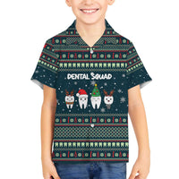 Funny Christmas Dental Squad Tooth Characters Family Matching Off The Shoulder Long Sleeve Dress and Hawaiian Shirt Snowflake Pattern Design - Wonder Print Shop
