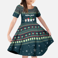 Funny Christmas Dental Squad Tooth Characters Family Matching Puletasi and Hawaiian Shirt Snowflake Pattern Design - Wonder Print Shop