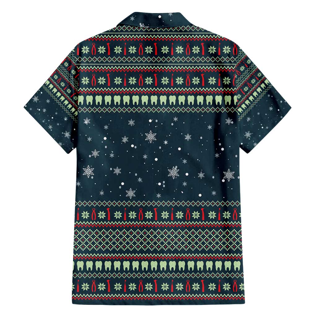 Funny Christmas Dental Squad Tooth Characters Family Matching Puletasi and Hawaiian Shirt Snowflake Pattern Design - Wonder Print Shop