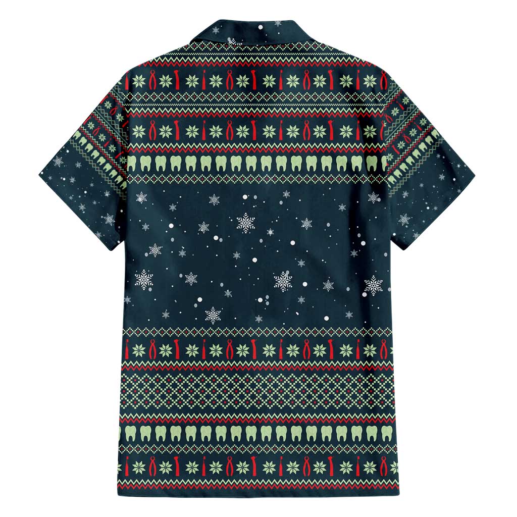 Funny Christmas Dental Squad Tooth Characters Family Matching Short Sleeve Bodycon Dress and Hawaiian Shirt Snowflake Pattern Design - Wonder Print Shop